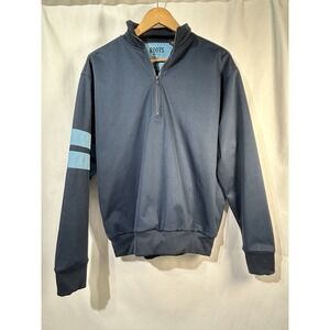 Roots Golf Men's Quarter-Zip pullover dark blue, Ribbed Cuffs And Hem, Size L